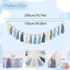 Boho Yarn Tassel Garland – Handmade Wall Hanging Decor for Nursery, Baby Show…