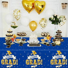 2Pack 2026 Graduation Decorations, 108″ X 54″ Graduation Tablecloth, Bluegold Di