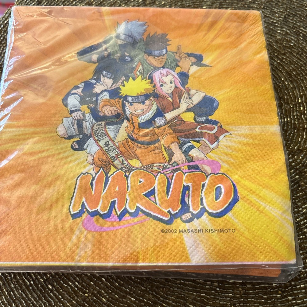 Naruto Shippuden Orange Birthday Napkins 16 Count New; 2002 Sealed Anime, Manga