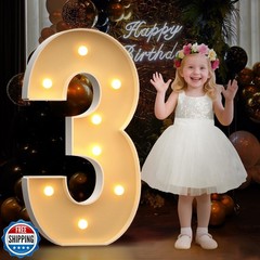 3FT Marquee Numbers 3 for 3rd 13rd Birthday Decorations, Large Light Up Numbe