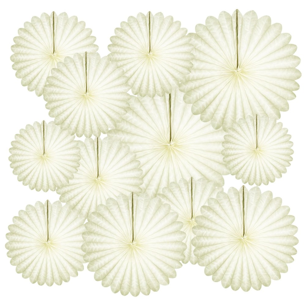 20 PCS Cream White Hanging Paper Fan Honeycomb Round Event Party Decorations