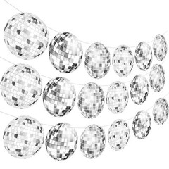 4pcs Sliver Disco Ball Party Banners 70s Disco Birthday Party Decoration Disc…