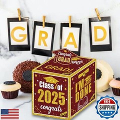 Graduation Decoration Class of 2025 Money Box – Maroon and Gold Graduation Mo