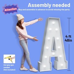 4FT Marquee Light Up Numbers – Cool White Light Up Numbers 1 with Fixed Water…