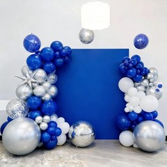 60pcs Blue and Silver Balloons, 12inch Royal Blue White Metallic Silver Party…