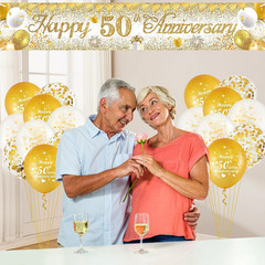 50Th Wedding Anniversary Decorations White Gold Happy 50Th Anniversary Yard Bann