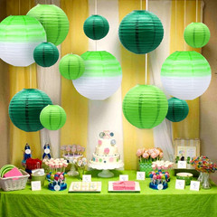 14 Pack Green Paper Lanterns Party Decorations, Grass Green Dark Green Hanging C