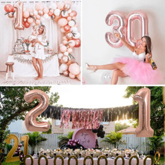 40 Inch Rose Gold Large Numbers Balloons 0-9, Number 5 Digital 5 Helium Balloons