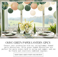 Party Decorations Paper Lanterns Set,12Pcs Sage Green Brown Chinese Japanese Han