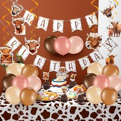 Hollowfly Highland Cow Birthday Party Decorations Cute Boho [Multiple Colors]