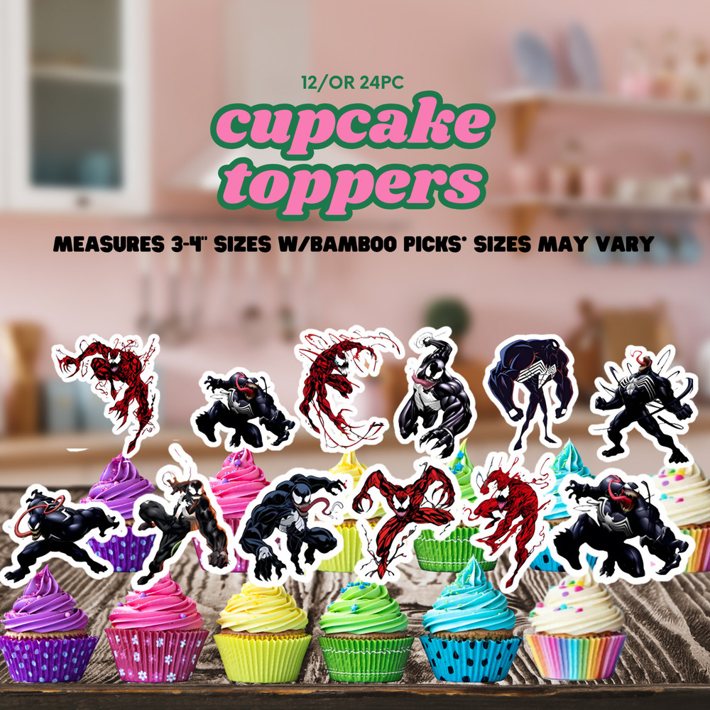 VENOM Tableware party supplies decoration balloons theme birthday cupcake topper