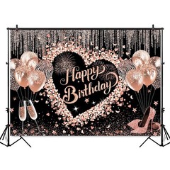 Mocsicka Women Happy Birthday Backdrop Pink Glitter Birthday Party Background…