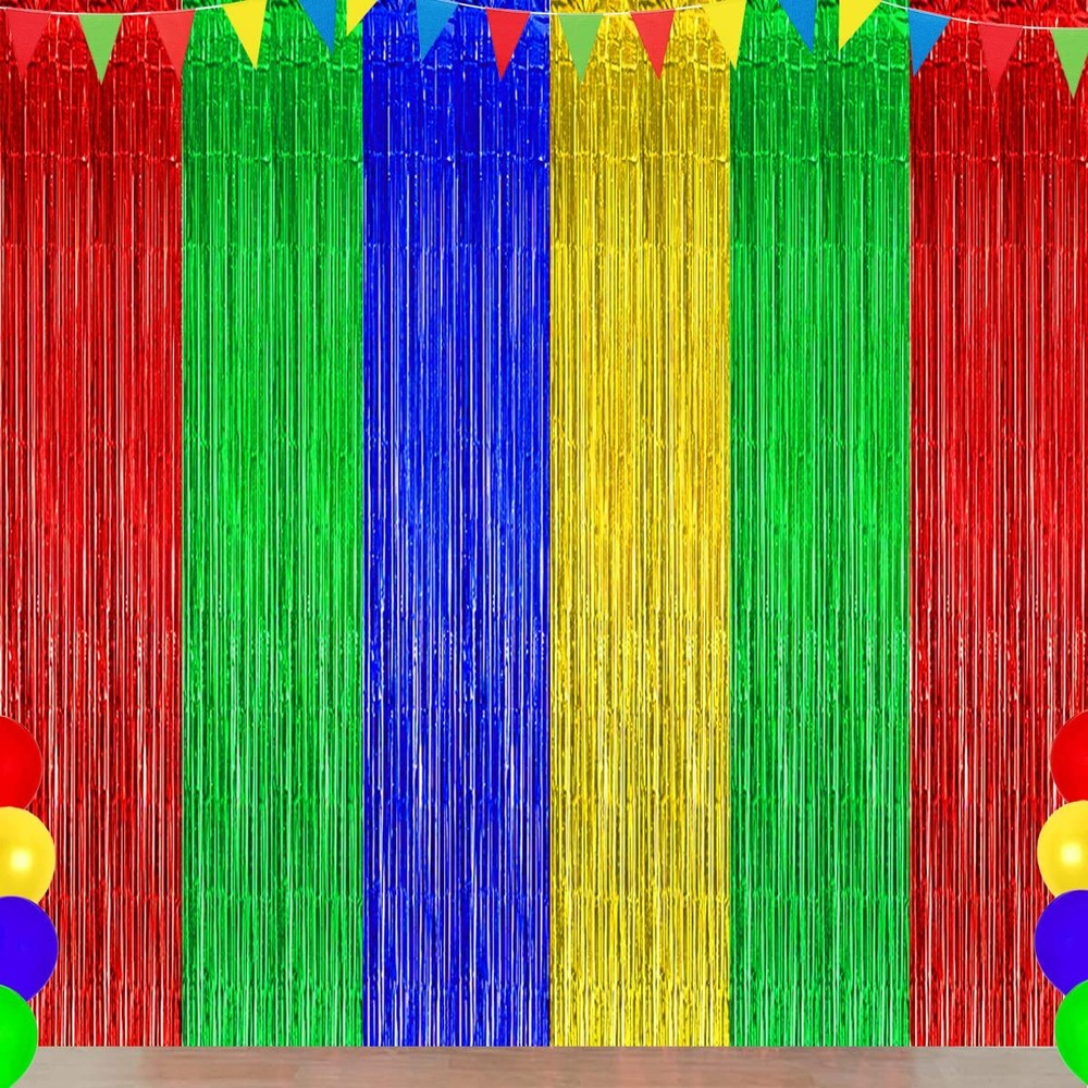 Blue Red Green Yellow Party Decorations, Blue Red Green Yellow Foil Fringe Ba…