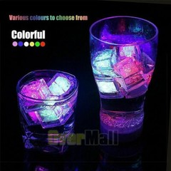 12pcs LED Waterproof Ice Cube Shaped Lights Drinks Wine Light Up Water Activated