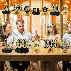 Elegant 60th Birthday Table Decorations – 9PCS Vintage Honeycomb Centerpieces
