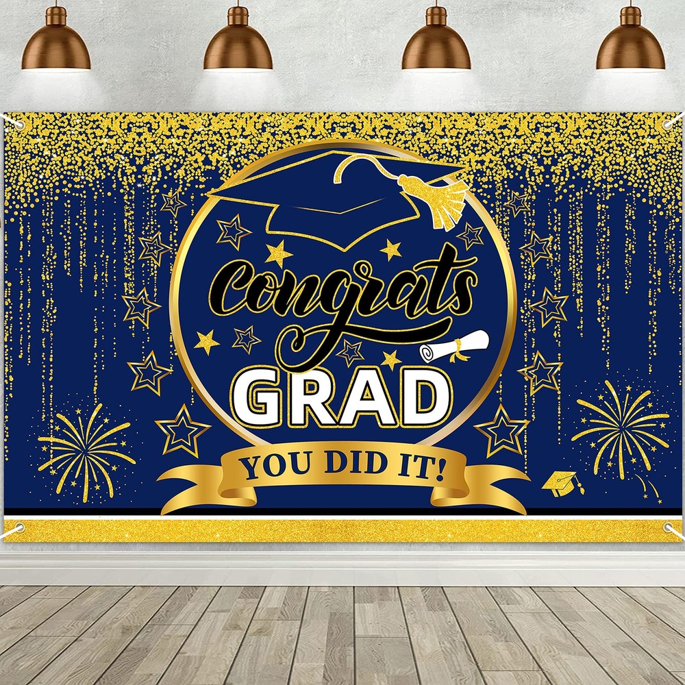 Class of 2025 Graduation Banner – Blue & Gold One Size, and