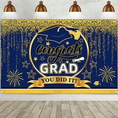 Class of 2025 Graduation Banner – Blue & Gold One Size, and