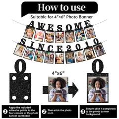 Pre-Strung Awesome Since 2010 Photo Banner Birthday Decorations for Girls Boy…