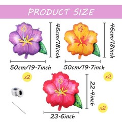 6PCS Hibiscus Flower Balloons- Aloha Balloons, Large Pink Purple Yellow Flowe…