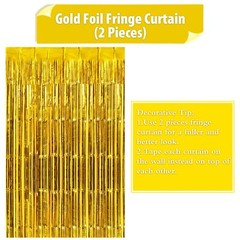 Gold Fringe Curtains Backdrops 2 Pack Large Foil Door Wedding Party Streamer