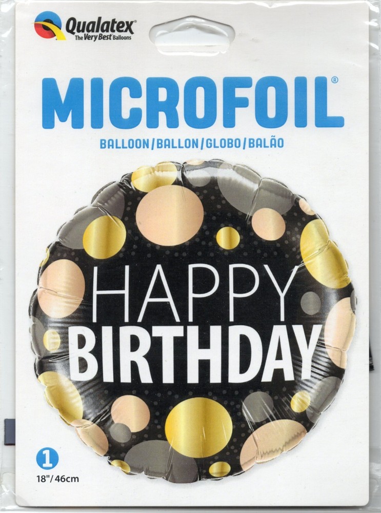 Happy Birthday Metallic Dots Microfoil Balloon 18″ (46cm) Qualatex 12268 New