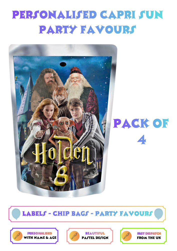Personalised Wizard Capri Sun Labels Birthday Party Decorations UK