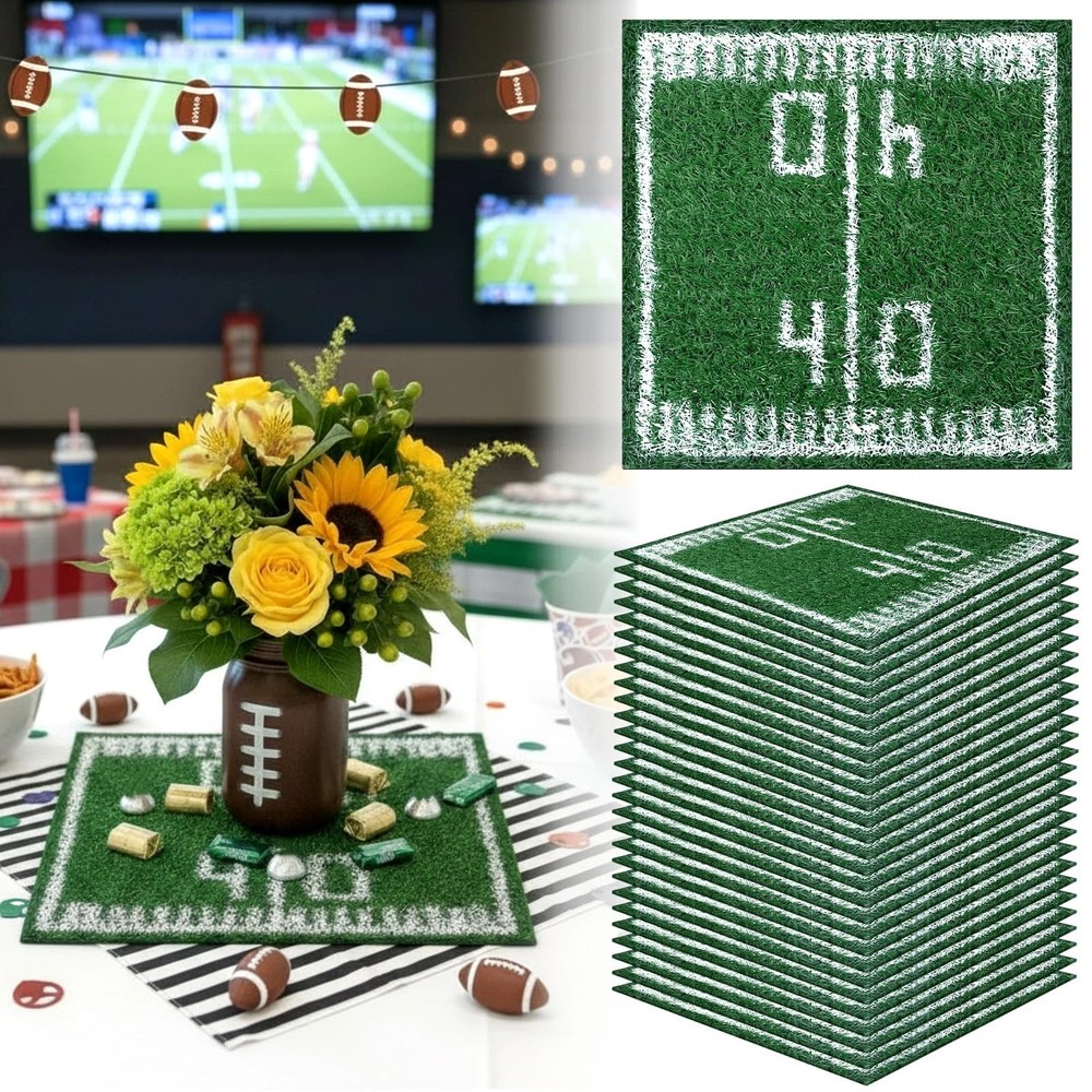 8 Pcs Football Grass Placemats Table Centerpieces Decoration 12 x 12 Inch Art…