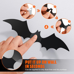 120PCS 3D Bats Halloween Decorations – Realistic PVC Wall Decor Stickers