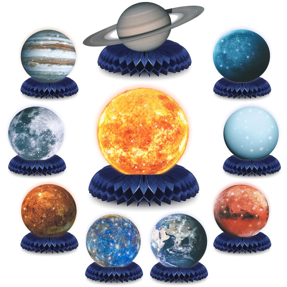 10 Pieces Space Solar System Theme Honeycomb Centerpieces Table Topper Outer …
