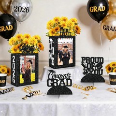 10 Pcs 2026 Graduation Table Decorations Boxes Black Photo Display Graduation Ce