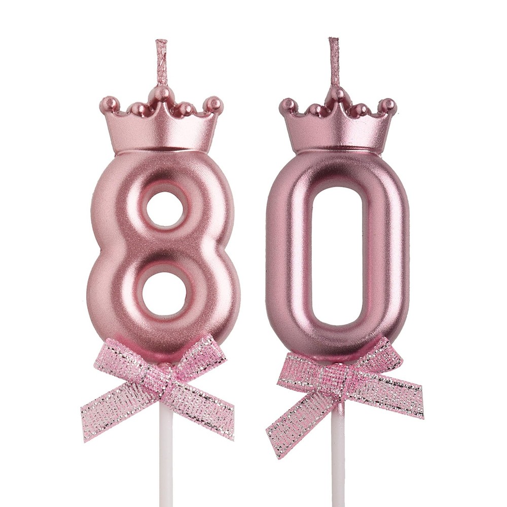 80th Birthday Candles, Rose Gold 80 Year Old Number Birthday Candles, Number …
