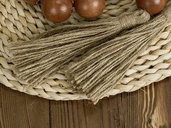 Extra Large Wood Bead Garland Brown with 1.6″ Diameter Wooden Beads and Tassels,