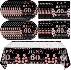 41Pcs 60th Birthday Decorations for Women, Vintage 60 Birthday Black and Rose…