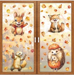 6 Sheets 75pc & 4 Sheets 63pc Fall Window Clinger Stickers Leaves Animal Harvest