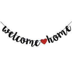 Banner Small Black Glitter Homecoming Party Sign Military Army Family Theme