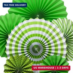 ONUPGO Paper Hanging Ornament – 12PCS Green Fiesta Paper Fans, Vibrant Colors fo