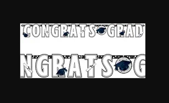 Amscan Congrats Grad Graduation Party Giant Letter Banner (1 Piece), White, 10′