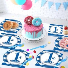 Charming 96-Piece 1st Birthday Tableware – Convenient & Disposable for Parties