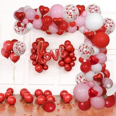 Valentines Red Pink White Party Balloons Arch, 110 PCS Valentines Color 18″ 1…