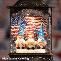 Gnome Snow Globe Lantern 4th of July Decorations with Timer USB Battery Power…