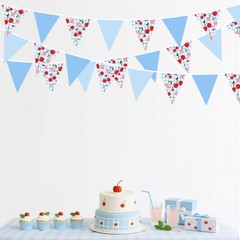32Ft Blue Gingham Cheery Pennant Banner Fabric Triangle Flag Garland Streamer…