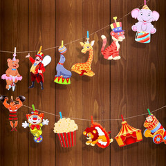 24 Pack Circus Carnival Cutouts Party Decorations Animals Clown Theme Supplies