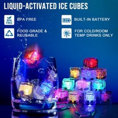 Light Up Ice Cubes, 4~96Pcs Multi Color LED Ice Cubes for Party Drinks Reusable