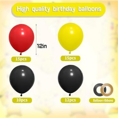 Red Black Yellow Balloon, Black with Printed Balloons, 50pcs 50 count Cartoon