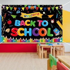 Back to School Decorations, Large Size Welcome Back to School Backdrop Welcome t