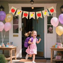Back to School Decorations, Pre-Strung Burlap Pencil Apple Garland Banner, Class