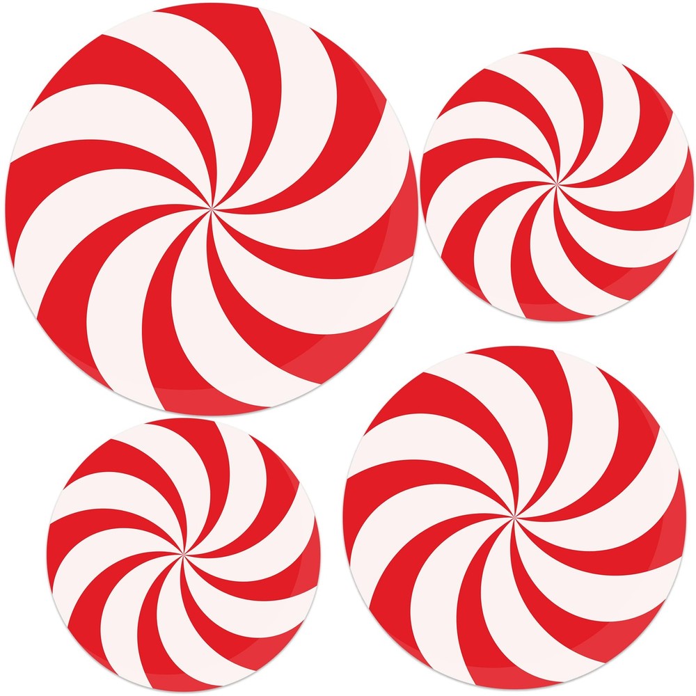 35 PCS Large Christmas Candy Cutouts 3 Sizes Red Peppermint Paper Decor