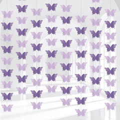 4 Pack 3D Butterfly Paper Garland (36 Feet Total), Lavender & Royal Purple Hangi