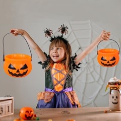 5 Pcs Halloween Portable Pumpkin Buckets, Trick or Treat Candy Jar Party Vintage