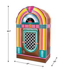 3D Corrugated Cardboard Jukebox Photo Prop, 50s Themed Party Decorations,